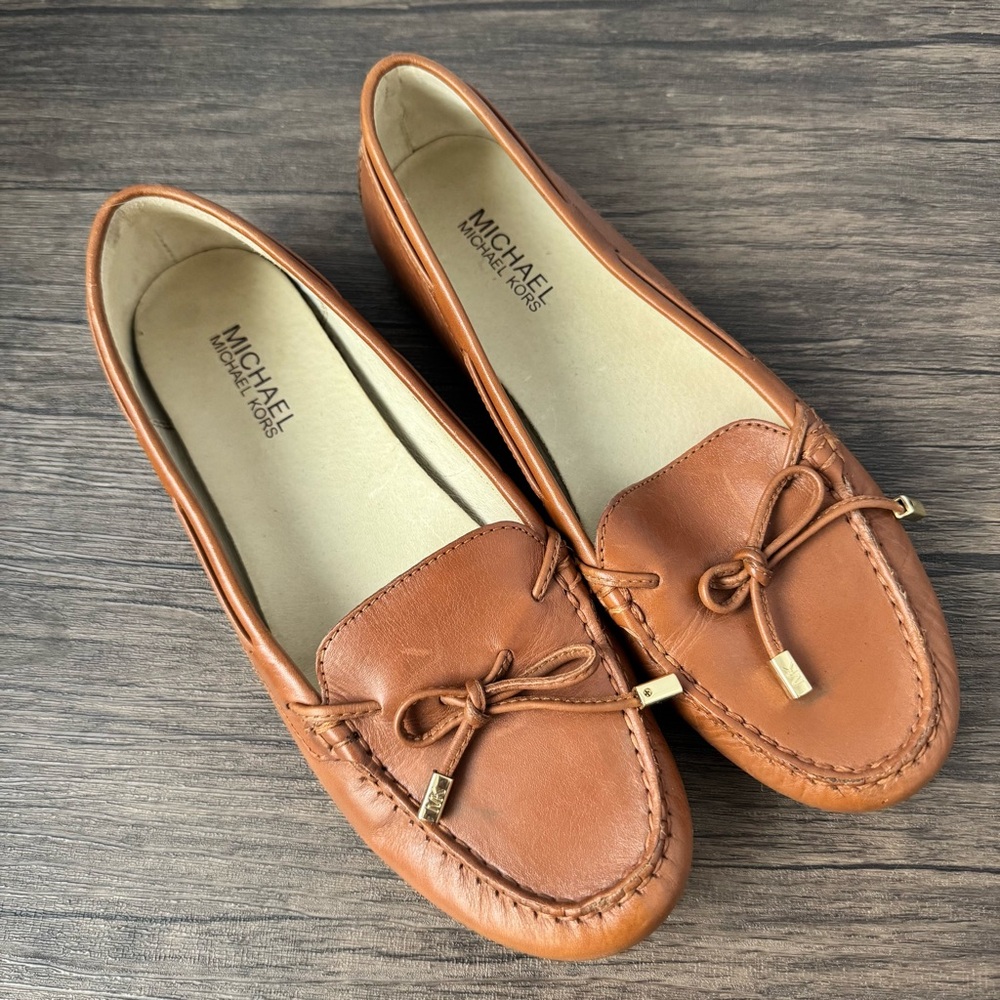 MICHAEL Michael Kors Brown Leather Moccasin Flat Loafers